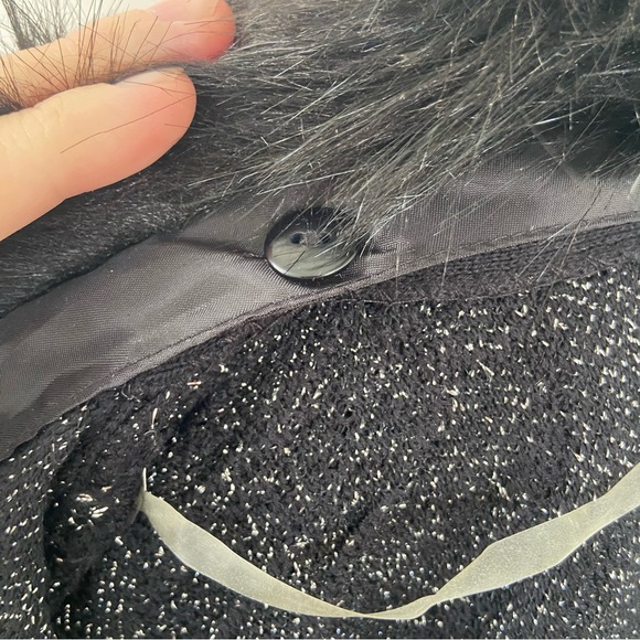 Catherines Black Silver Cardigan Sweater Set Fur Collar 2X NWT Fancy Festive - Picture 7 of 10